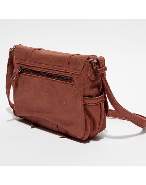 Sac besace en Cuir Bess marron - 29x14 x20 cm