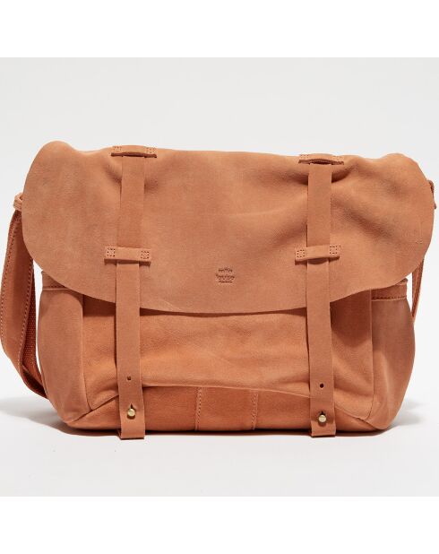 Sac besace en Cuir Bernie orange - 35x16x23 cm