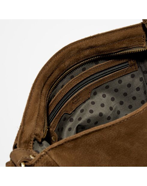 Sac besace en Cuir Bernie vert kaki - 35x16x23 cm