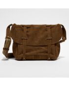 Sac besace en Cuir Bernie vert kaki - 35x16x23 cm