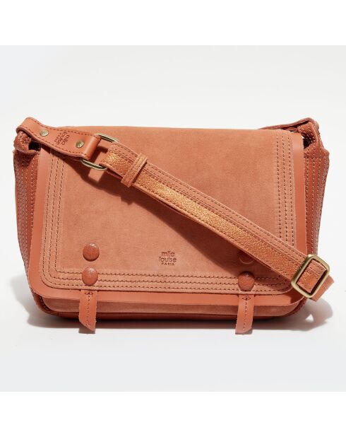 Sac besace à rabat en Cuir Orphise orange - 30x10x17 cm