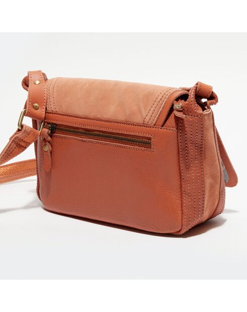 Sac besace à rabat en Cuir Orphise orange - 30x10x17 cm