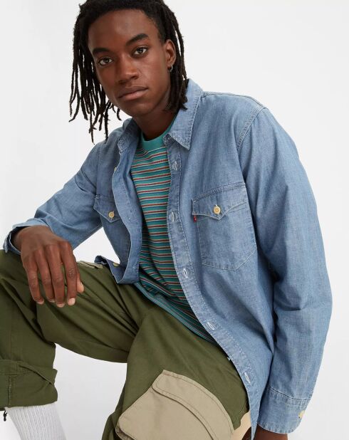Chemise relaxed fit Western bleue