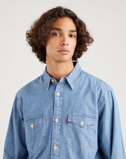 Chemise relaxed fit Western bleue