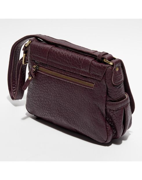 Sac besace en Cuir Bess violet foncé - 29x14 x20 cm