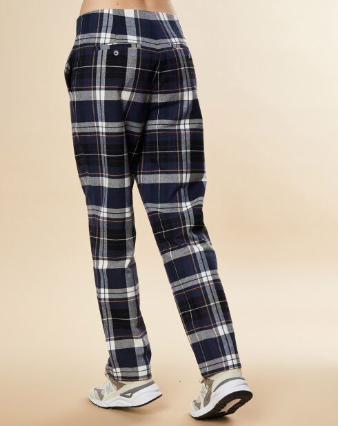 Karottenhose Roger aus Baumwollmix mit marineblauem Karomuster