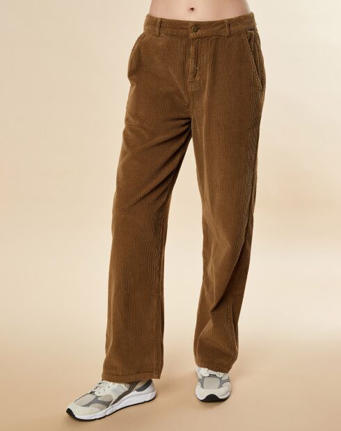 Pantalon large en Velours de coton côtelé Robin marron