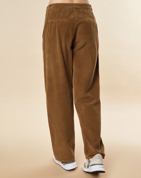 Pantalon large en Velours de coton côtelé Robin marron