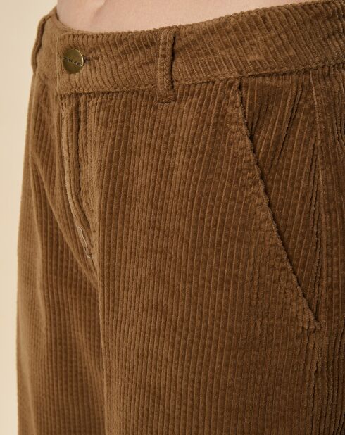 Robin bruine corduroy katoenen corduroy broek met wijde pijpen