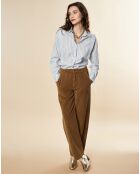 Pantalon large en Velours de coton côtelé Robin marron