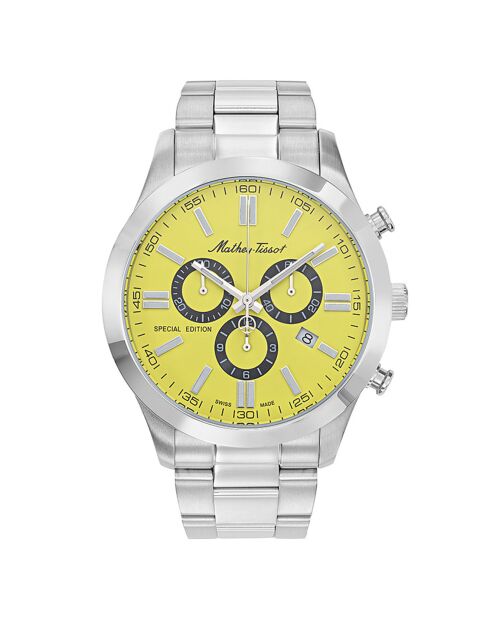 Montre Homme Quartz en Acier Mathy I Jumbo Chrono argentée