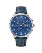 Montre Homme Automatique en Cuir Edmond Chrono Automatic bleue