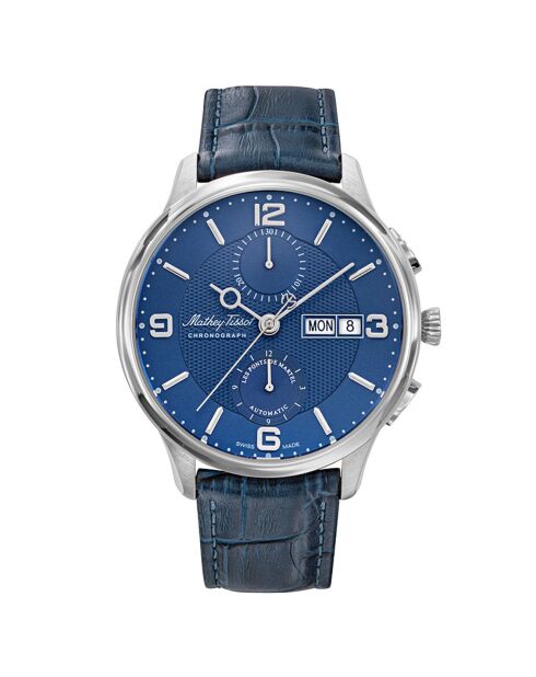 Montre Homme Automatique en Cuir Edmond Chrono Automatic bleue