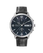 Edmond Chrono Automatic Schwarze automatische Lederarmbanduhr für Herren