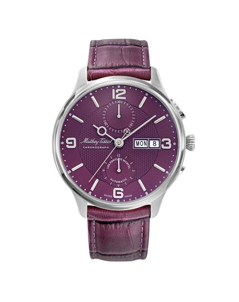 Montre Homme Automatique en Cuir Edmond Chrono Automatic violette