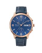 Montre Homme Automatique en Cuir Edmond Chrono Automatic bleue