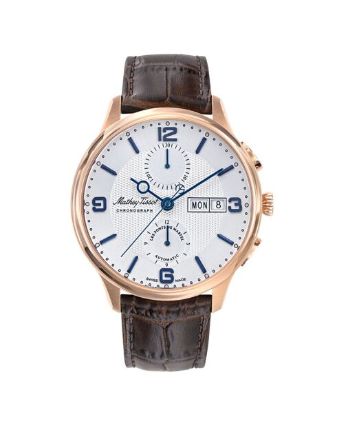 Montre Homme Automatique en Cuir Edmond Chrono Automatic marron