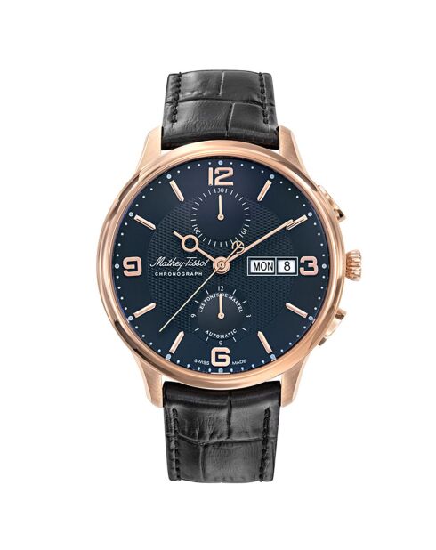 Montre Homme Automatique en Cuir Edmond Chrono Automatic noire