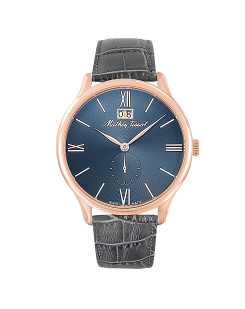 Montre Homme Quartz en Cuir Edmond grise
