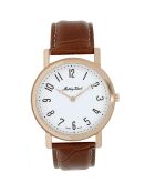 City Brown Quartz gemengd horloge van leer