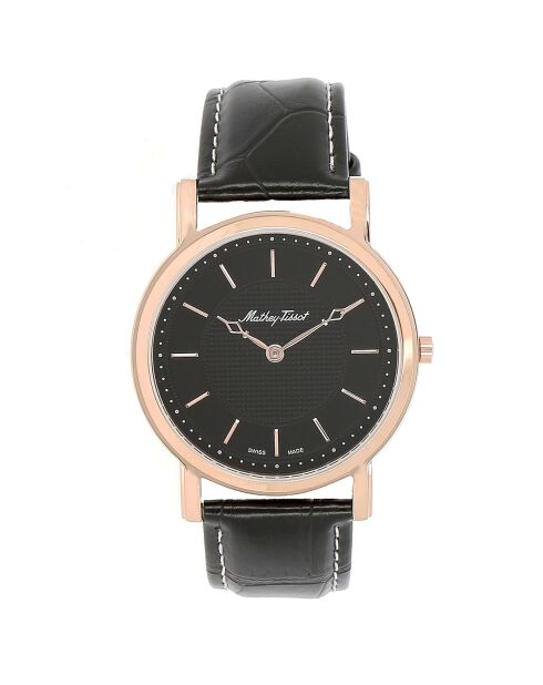 Montre Mixte Quartz en Cuir City noire