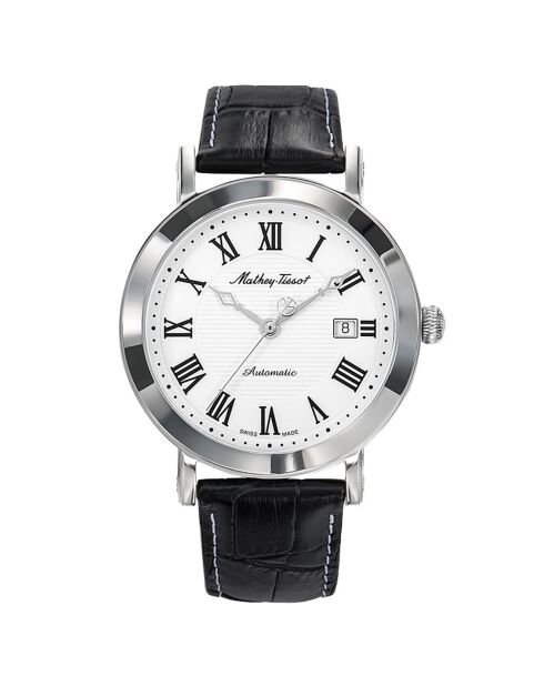 City Big Automatic automatisch gemengd horloge van zwart leer