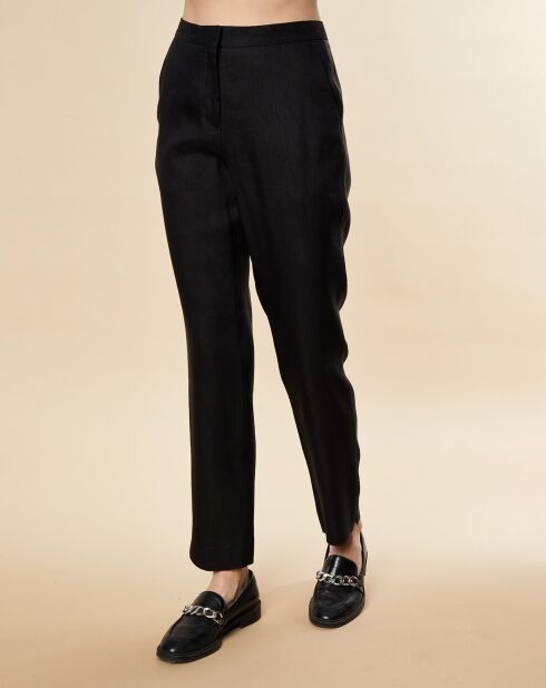 Zwarte Prescott Rechte broek van linnenmix