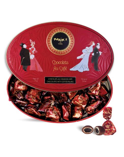 Boîte Métal 25 chocolats Cœur de café 175 gr