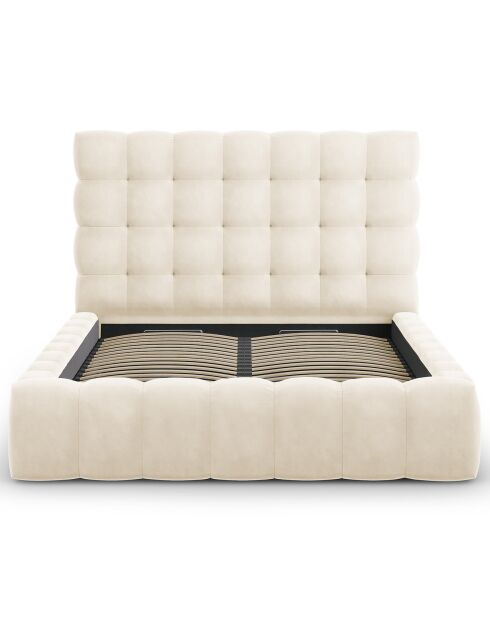 Lit avec coffre de rangement Bali Velours beige clair - 140x200 cm
