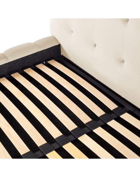 Lit avec coffre de rangement Bali Velours beige clair - 140x200 cm
