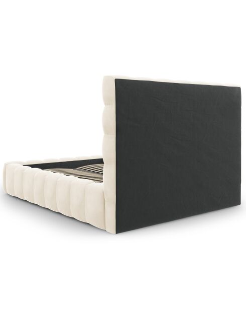 Lit avec coffre de rangement Bali Velours beige clair - 140x200 cm