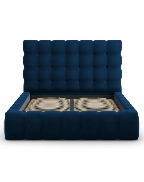 Lit avec coffre de rangement Bali Velours bleu roi - 140x200 cm