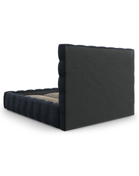 Lit avec coffre de rangement Bali Velours bleu foncé - 140x200 cm