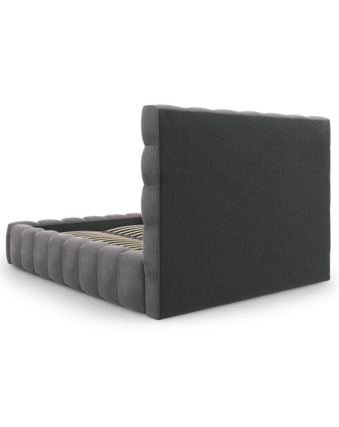 Lit avec coffre de rangement Bali Velours gris - 140x200 cm