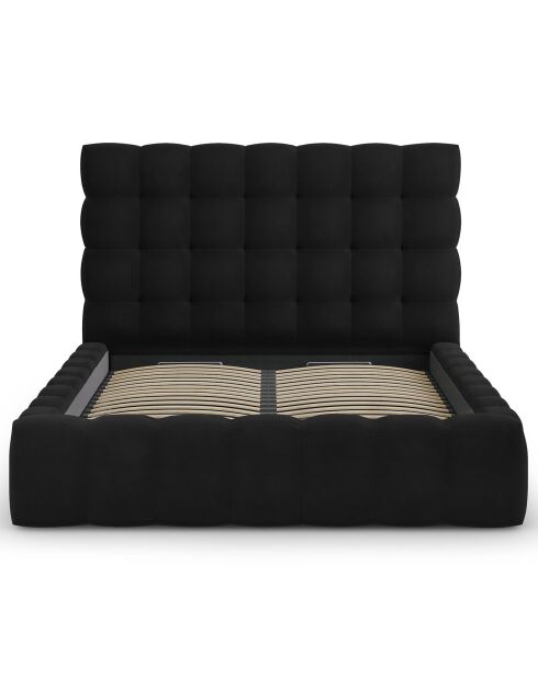 Lit avec coffre de rangement Bali Velours noir - 140x200 cm