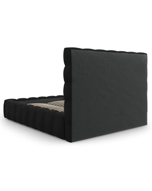 Lit avec coffre de rangement Bali Velours noir - 140x200 cm