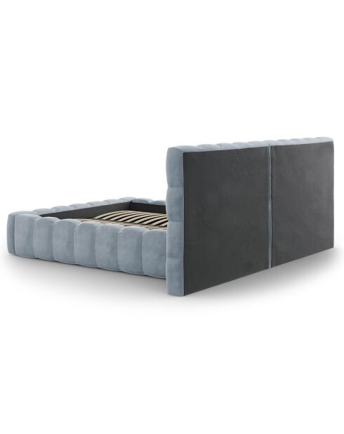 Lit avec coffre de rangement Bali Velours bleu clair - 140x200 cm
