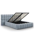 Lit avec coffre de rangement Bali Velours bleu clair - 140x200 cm