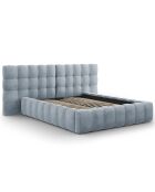 Lit avec coffre de rangement Bali Velours bleu clair - 140x200 cm