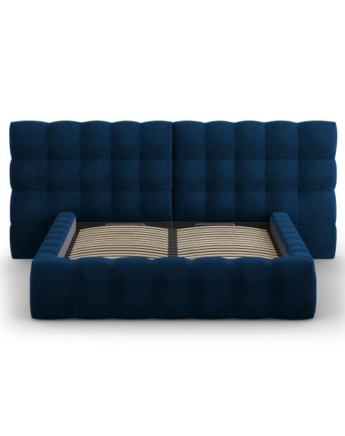 Lit avec coffre de rangement Bali Velours bleu roi - 140x200 cm