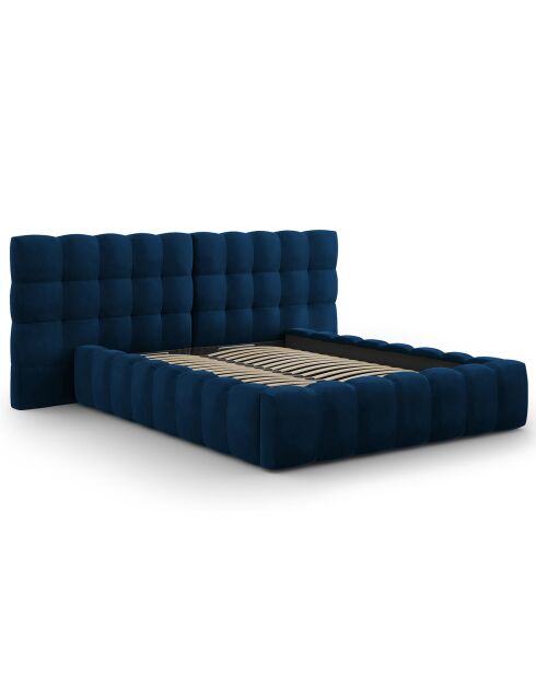 Lit avec coffre de rangement Bali Velours bleu roi - 140x200 cm