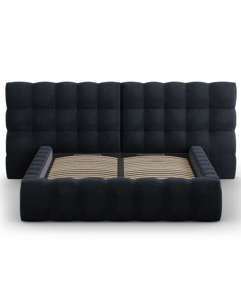 Lit avec coffre de rangement Bali Velours bleu foncé - 140x200 cm
