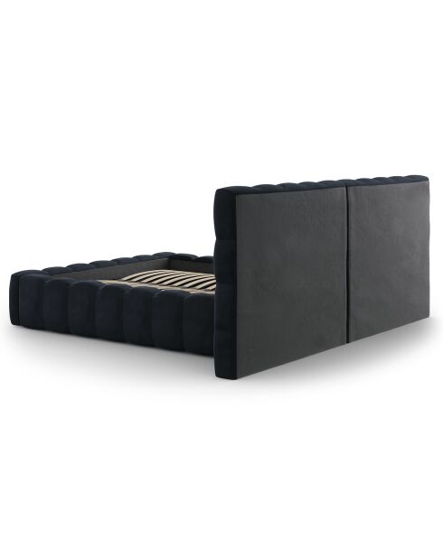 Lit avec coffre de rangement Bali Velours bleu foncé - 140x200 cm