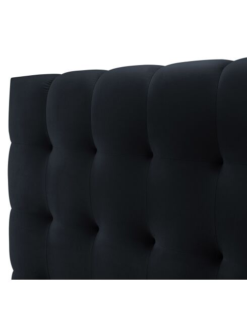 Lit avec coffre de rangement Bali Velours bleu foncé - 140x200 cm
