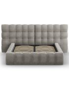 Lit avec coffre de rangement Bali Velours gris clair - 140x200 cm