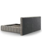 Lit avec coffre de rangement Bali Velours gris clair - 140x200 cm