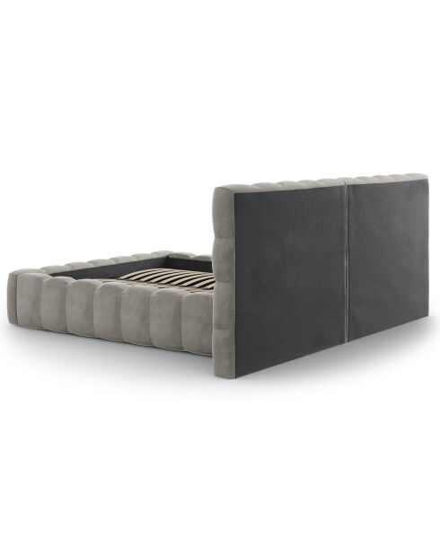 Lit avec coffre de rangement Bali Velours gris clair - 140x200 cm