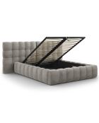 Lit avec coffre de rangement Bali Velours gris clair - 140x200 cm