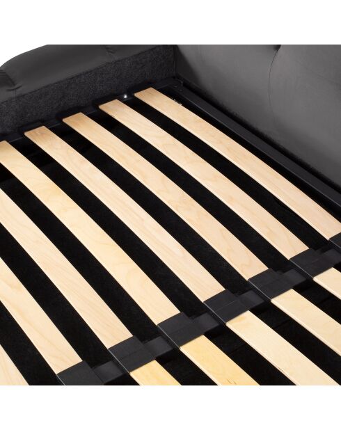 Lit avec coffre de rangement Bali Velours gris - 140x200 cm