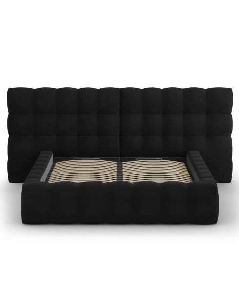 Lit avec coffre de rangement Bali Velours noir - 140x200 cm